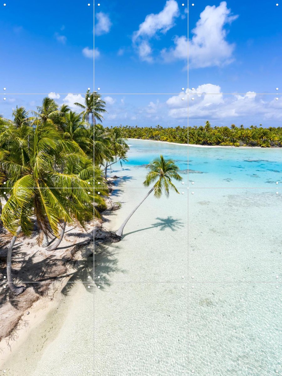 IXXI Blue Lagoon - French Polynesia, Jan Becke - 60 x 80 cm - Gratis ophangtool - Grote wanddecoratie en posters - Fotografie, Kleurrijk, Slaapkamer