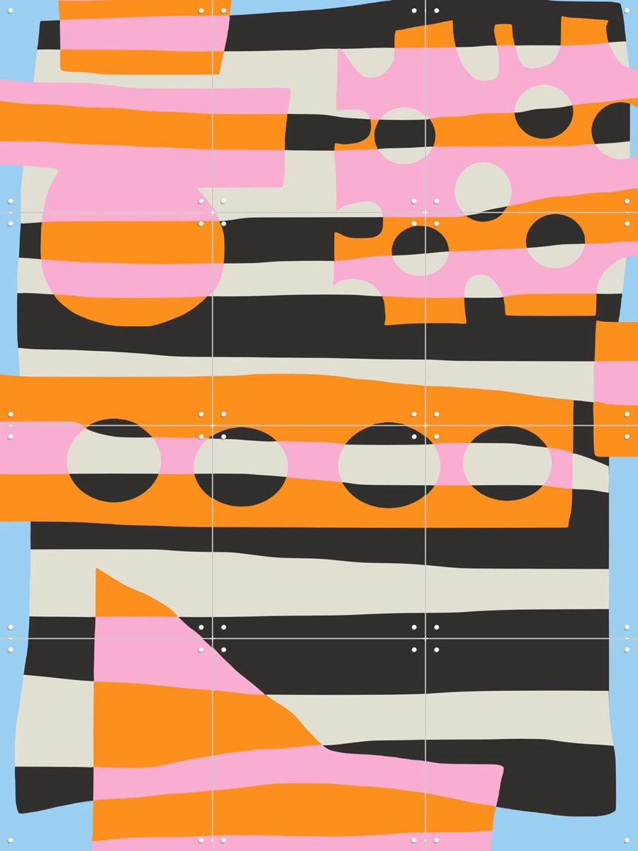 IXXI Abstract Stripe - Collage 6, Little Dean & Various - 60 x 80 cm - Gratis ophangtool - Grote wanddecoratie en posters - Strepen, Grafisch Ontwerp