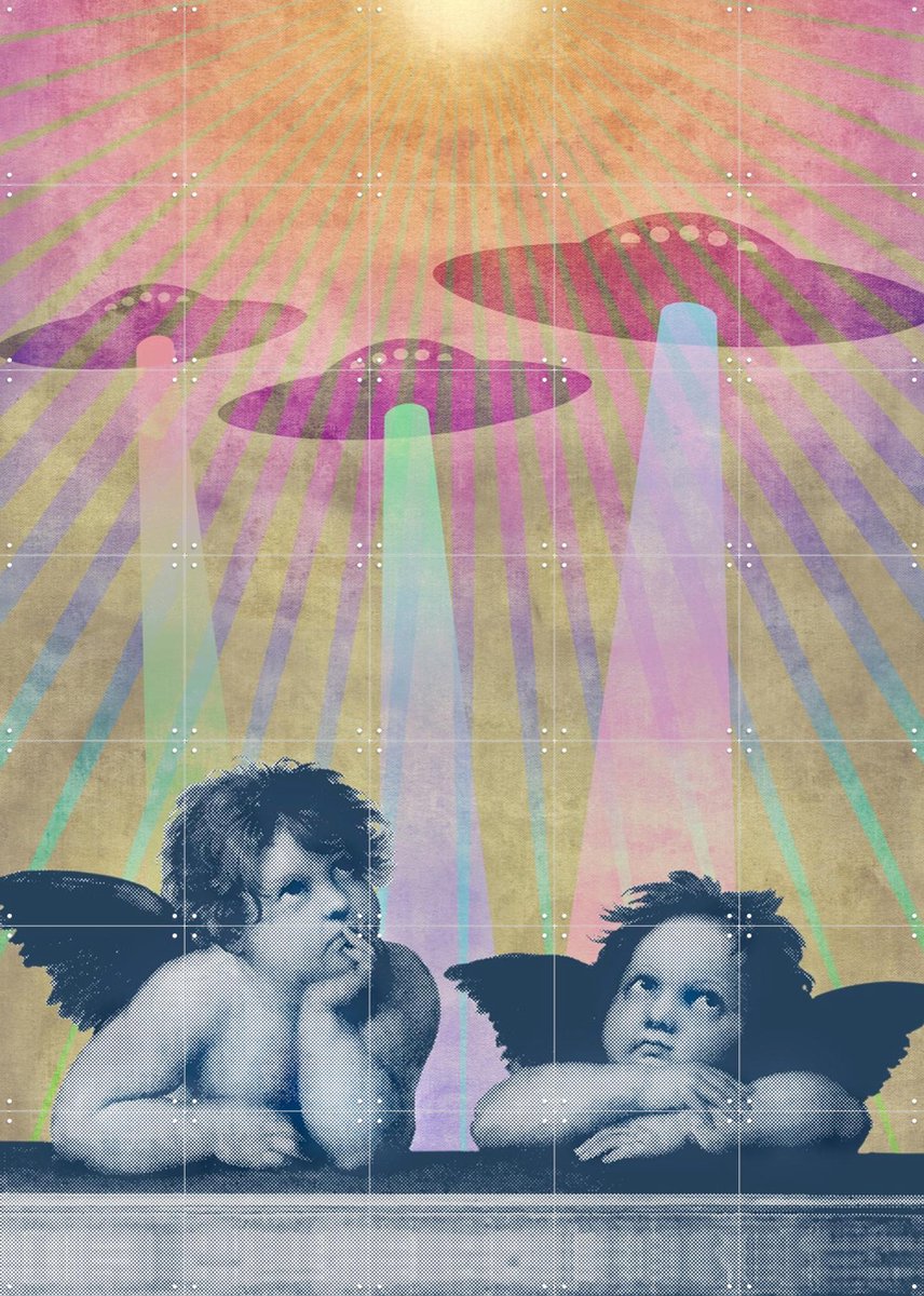 IXXI Meanwhile up in Heaven, Angelo Cerantola - 100 x 140 cm - Gratis ophangtool - Grote wanddecoratie en posters - Vintage, Illustraties
