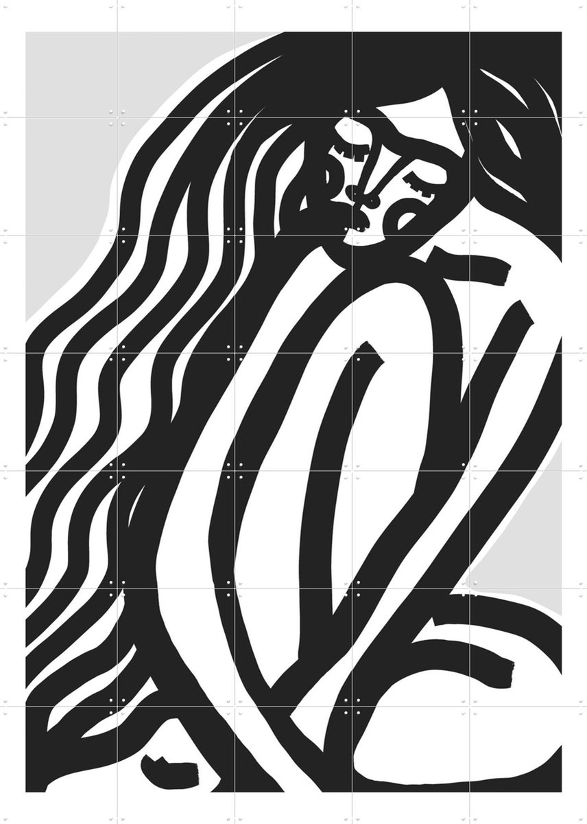 IXXI The Silence (Black), Treechild & Various - 100 x 140 cm - Gratis ophangtool - Grote wanddecoratie en posters - Grafisch Ontwerp, Line art