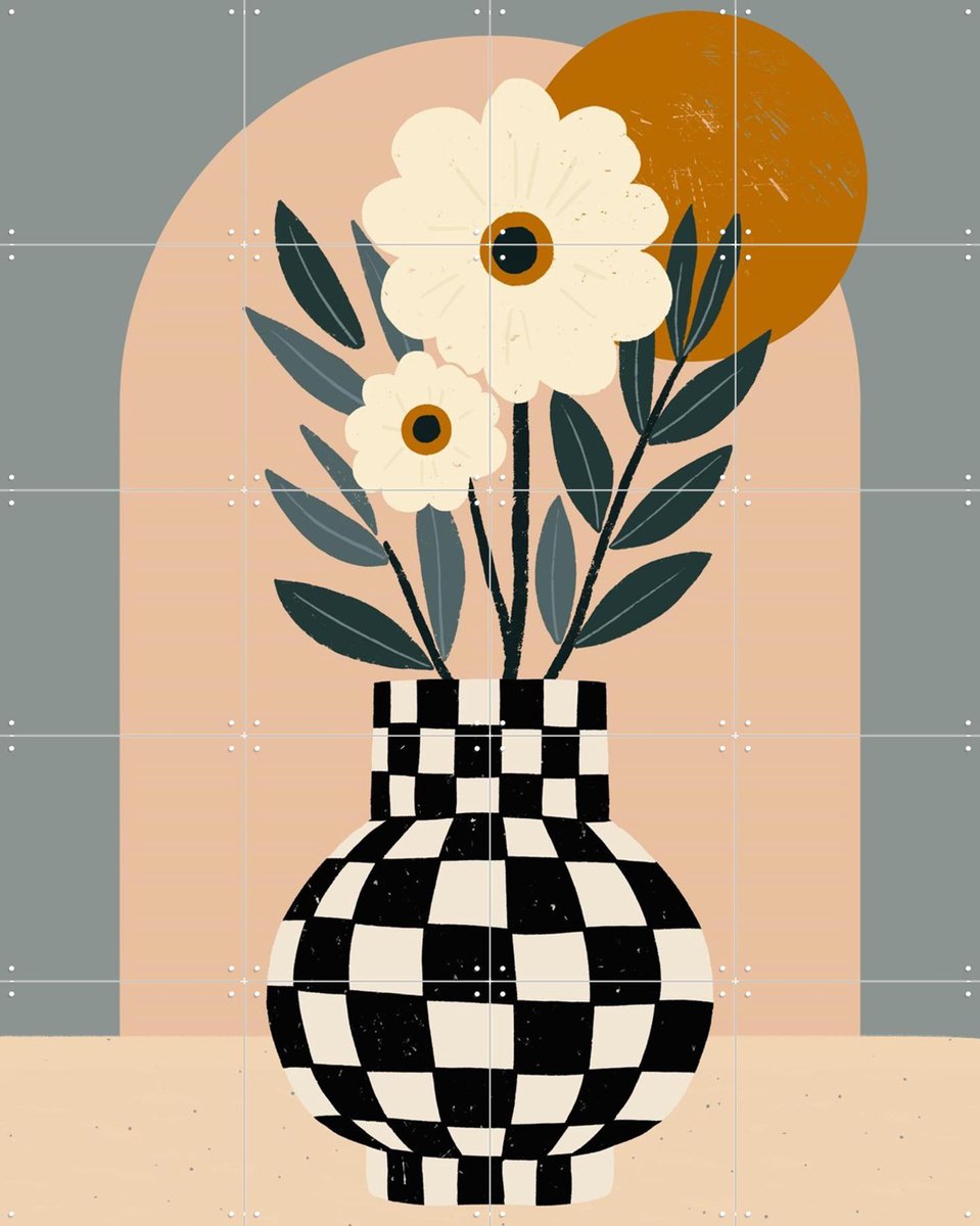 IXXI Whimsical Vases 01, Katarzyna Gąsiorowska & Various - 80 x 100 cm - Gratis ophangtool - Grote wanddecoratie en posters - Fantasierijk, Grafisch