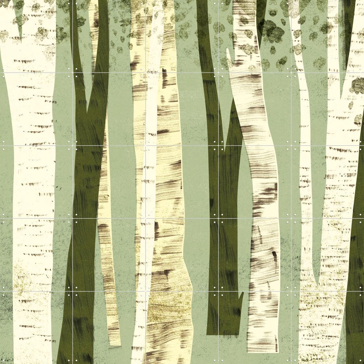 IXXI Forest Mint, Lotte Dirks - 100 x 100 cm - Gratis ophangtool - Grote wanddecoratie en posters - Illustraties, Minimalisme, Grafisch Ontwerp