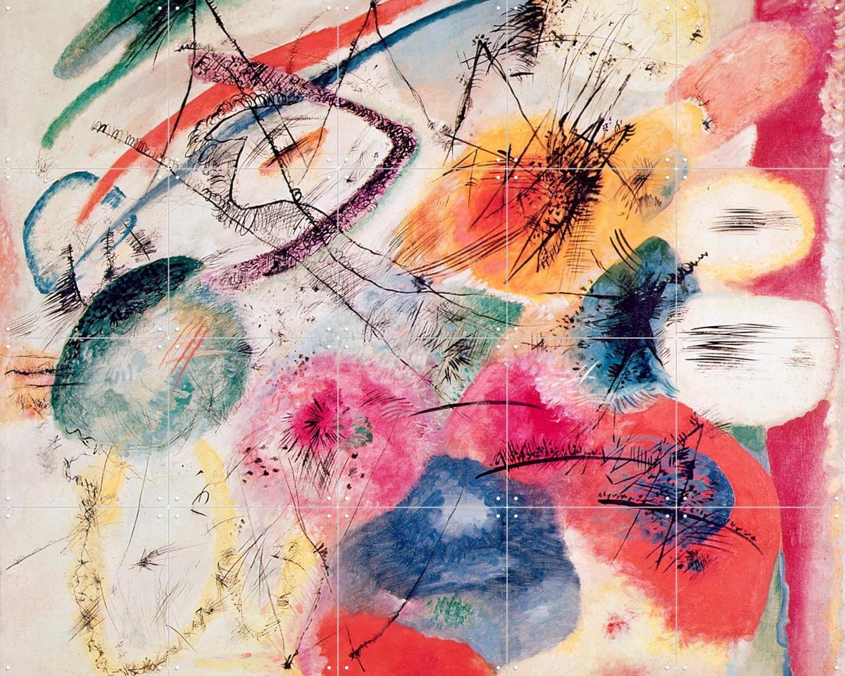 IXXI Black Lines, Kandinsky & Bridgeman Images - 100 x 80 cm - Gratis ophangtool - Grote wanddecoratie en posters - Klassiek, Kleurrijk, Olieverf