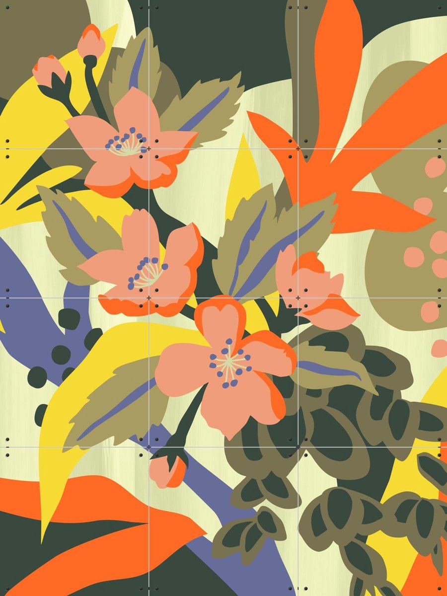 IXXI Flowers are Cool, Megan Gallagher - 60 x 80 cm - Gratis ophangtool - Grote wanddecoratie en posters - Speels, Illustraties, Fantasierijk