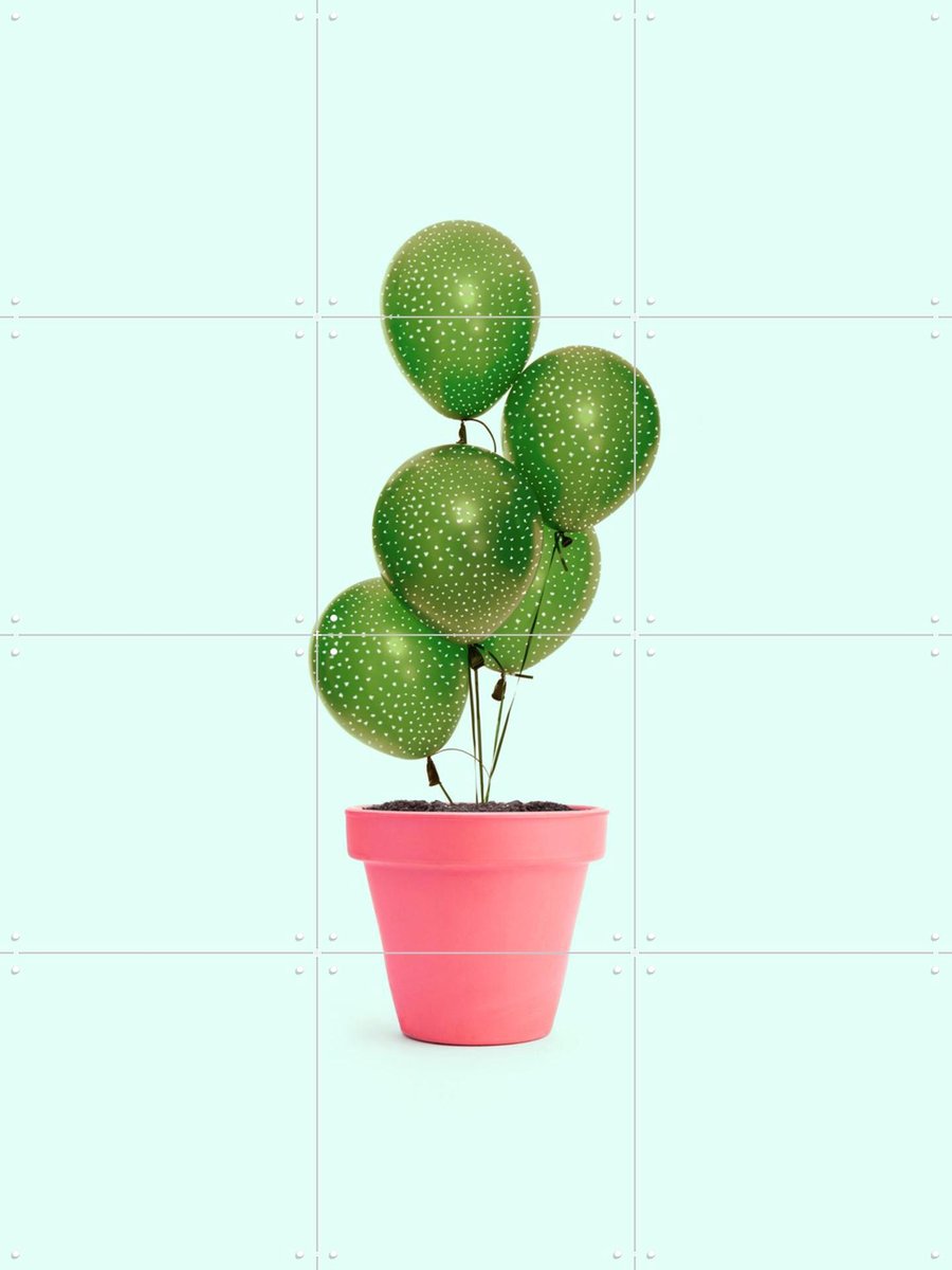 IXXI Cactus Balloon, Paul Fuentes - 60 x 80 cm - Gratis ophangtool - Grote wanddecoratie en posters - Speels, Digitale Kunst, Fantasierijk