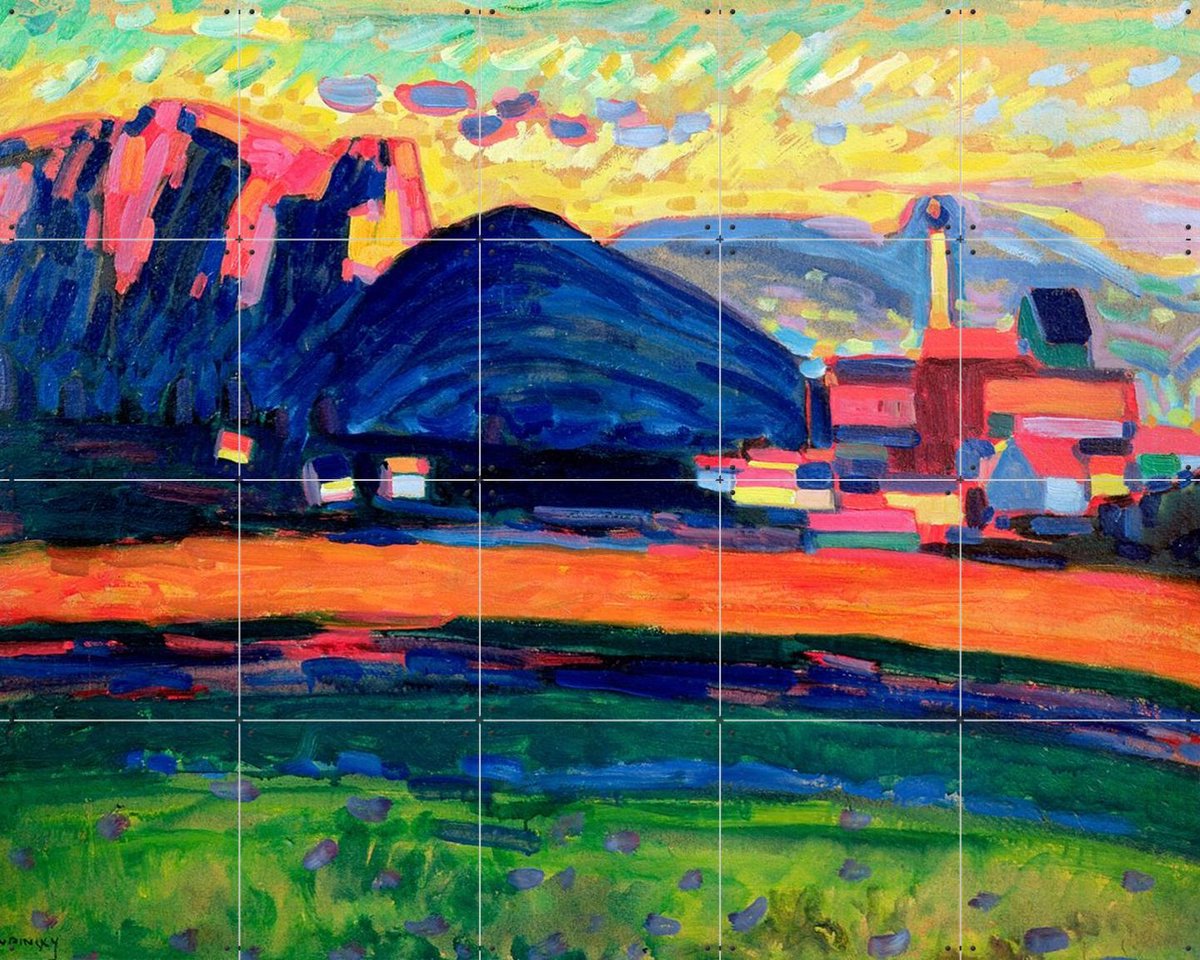 IXXI Landscape with Hills, Kandinsky & Bridgeman Images - 100 x 80 cm - Gratis ophangtool - Grote wanddecoratie en posters - Postimpressionisme