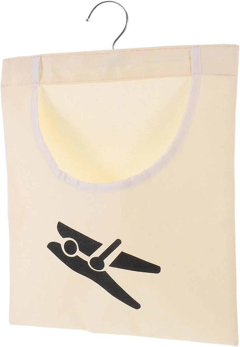 Wasknijper Opberger - Klemmenhouder Tas - Buiten Wassen - Met Ophanghaken - 35x26 cm - Beige