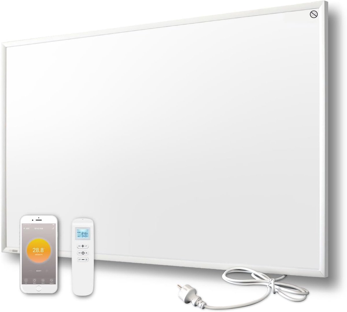Infrarood Verwarming - Elektrisch Paneel - Wandmontage - App Bediening - 900 Watt - Wit