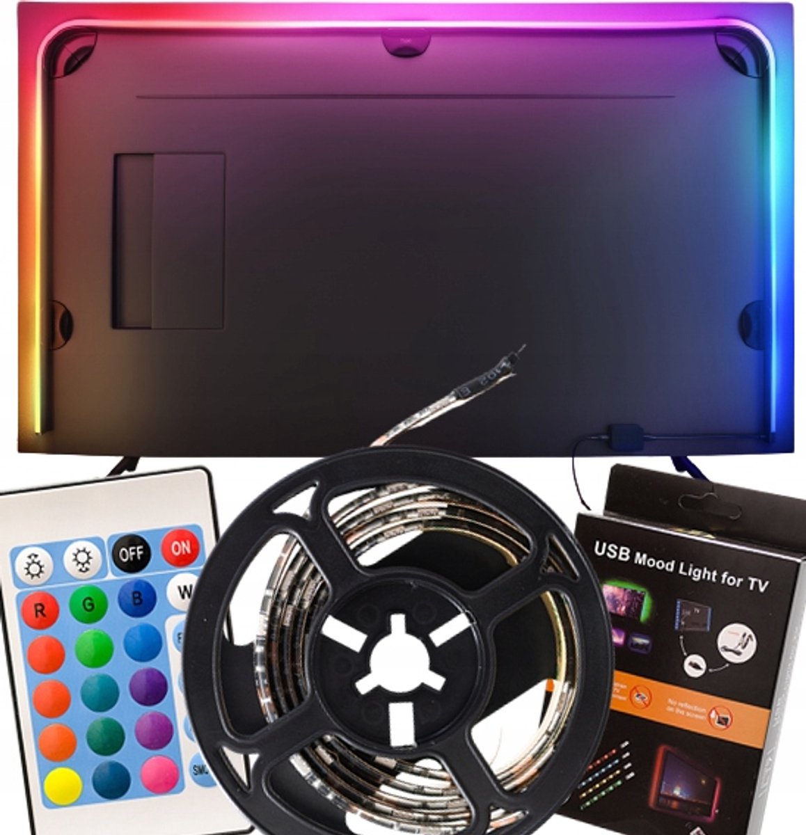 Merkloos Ambient Series - LED Strip RGB - 5V USB - 2 meter - Inclusief Afstandsbediening - TV & PC Backlight