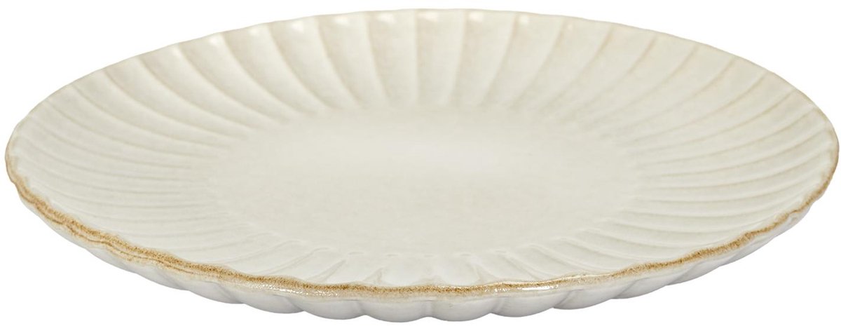 Eden Luxe Dinerbord - Groot XL Bord - Ø 32 cm - Hoogwaardig Porselein - Gebroken Wit met Vintage Rand - Klassiek & Modern - Vaatwasserbestendig
