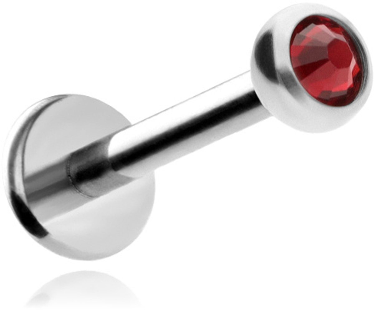 Onbekend - Titanen Labret Oorbel - Rode Kristal - 1,2/6/3