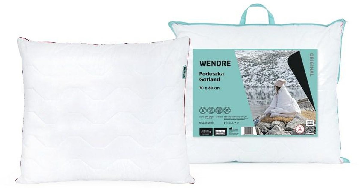 Wendre Gotland - Kussen - 50x60 Wit - Microvezel - Rood Paspel