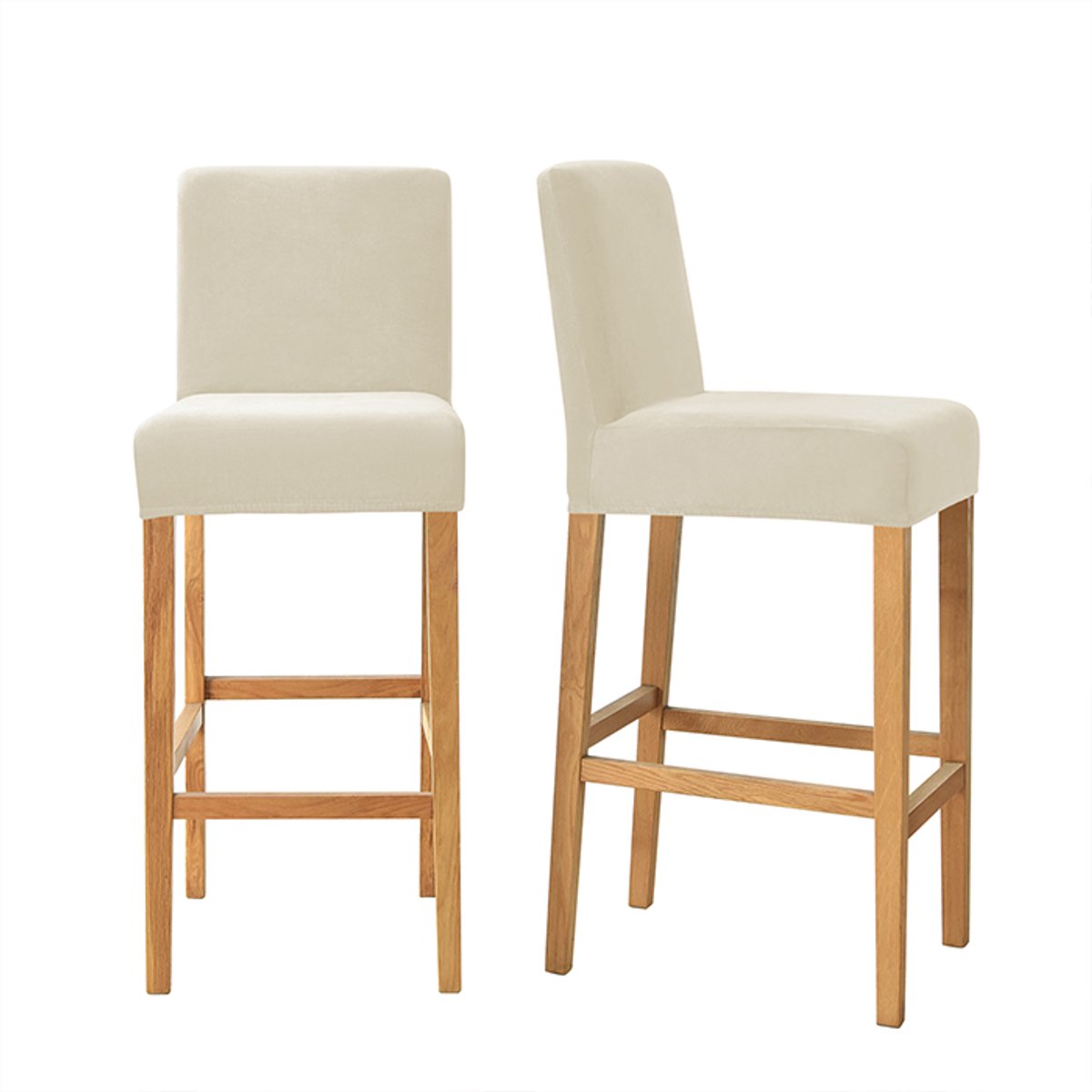 Meble odNowa Serie - Barstoel Hoes - Kremkleurig - Velour - Elastisch - Wasbaar