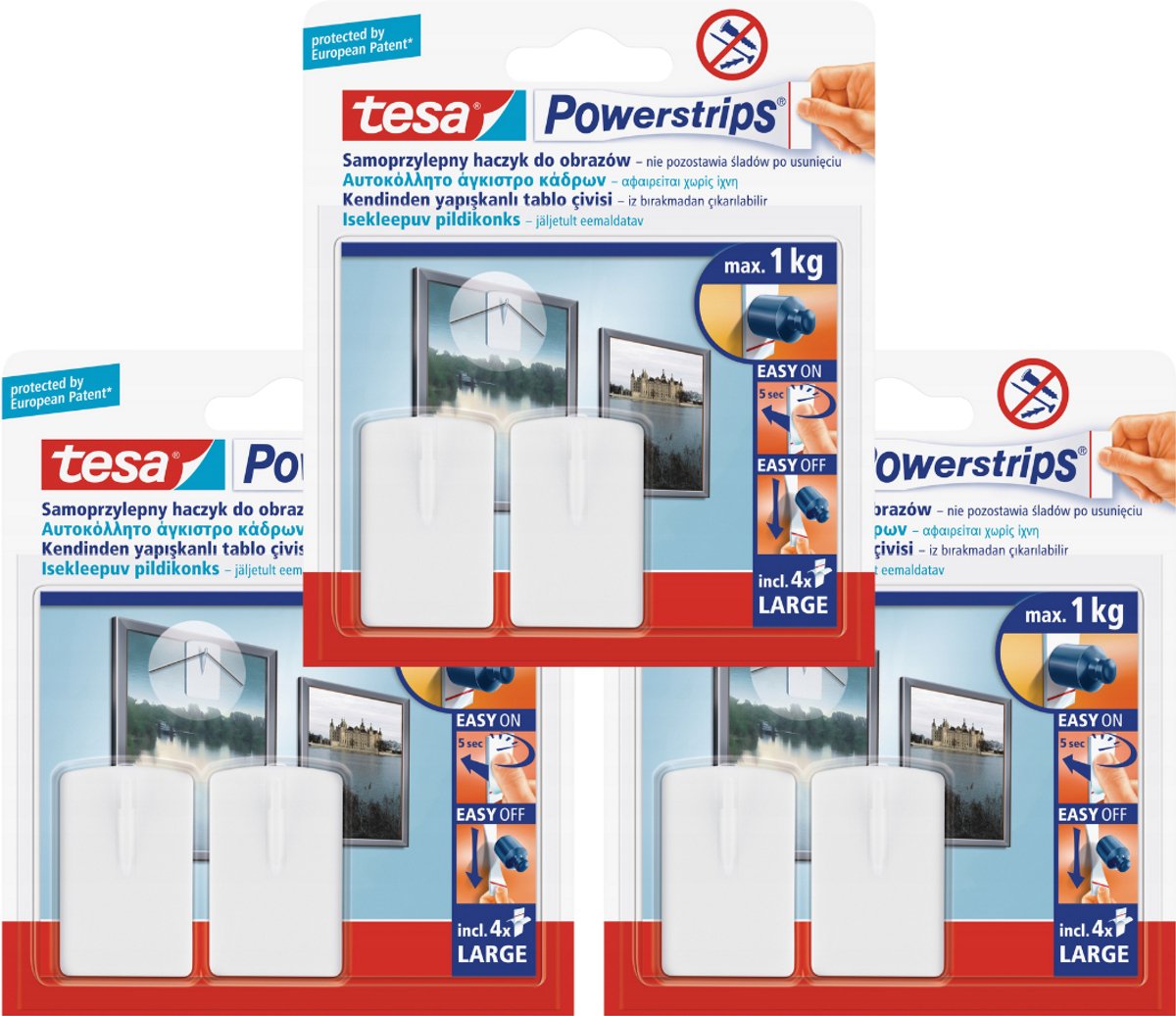 Tesa Powerstrips - Zelfklevende Haken - 1kg - 6 stuks - Wit