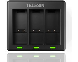 Telesin Triple batterij oplader voor 3 batterijen - GoPro Hero 13 - Geschikt voor 3 batterijen - Met LED indicatie - Zwart