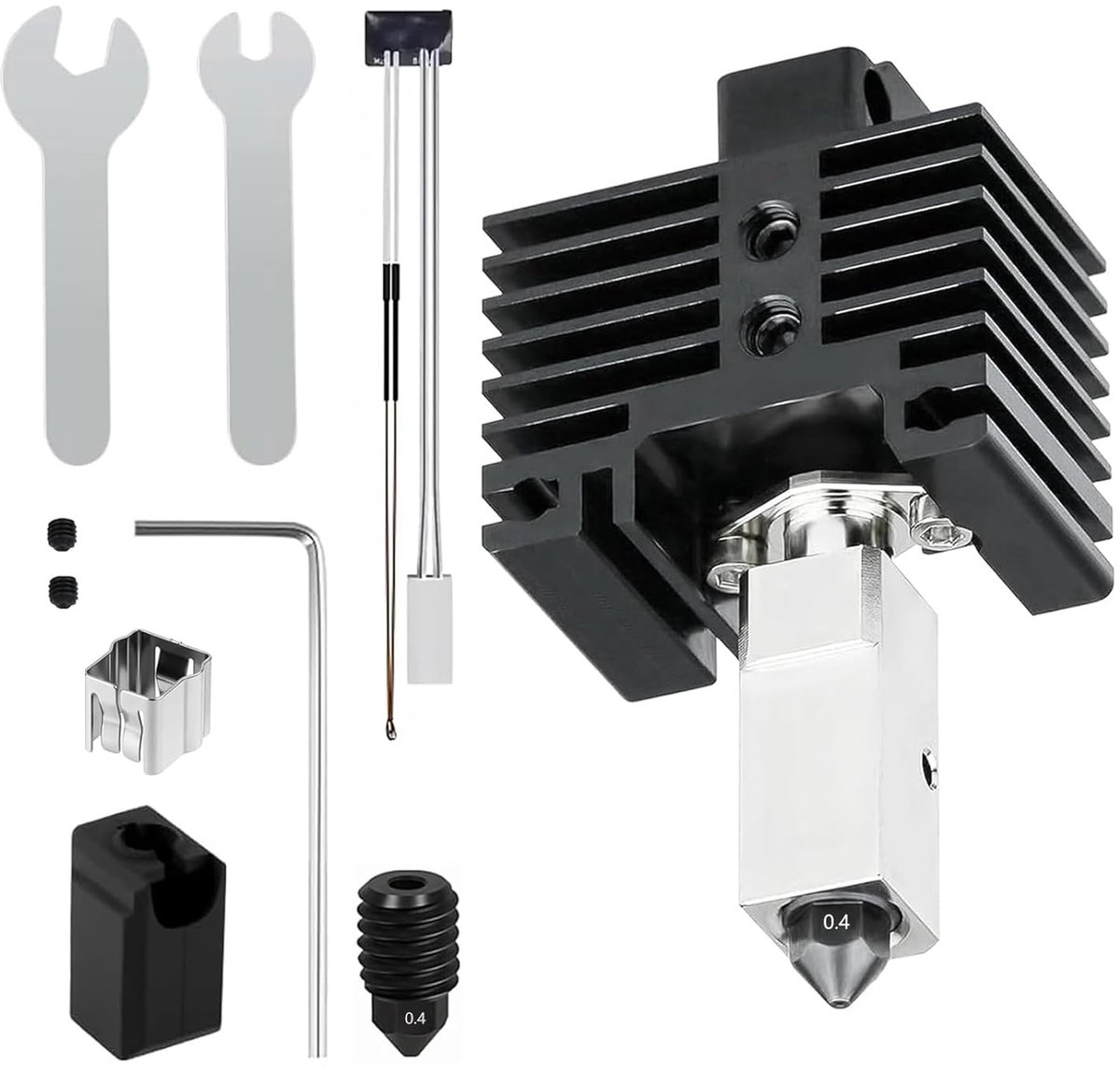 Hotend Kit - 3D Printer Onderdeel - Nauwkeurig Printen - Gehard Staal Nozzle - 04 mm