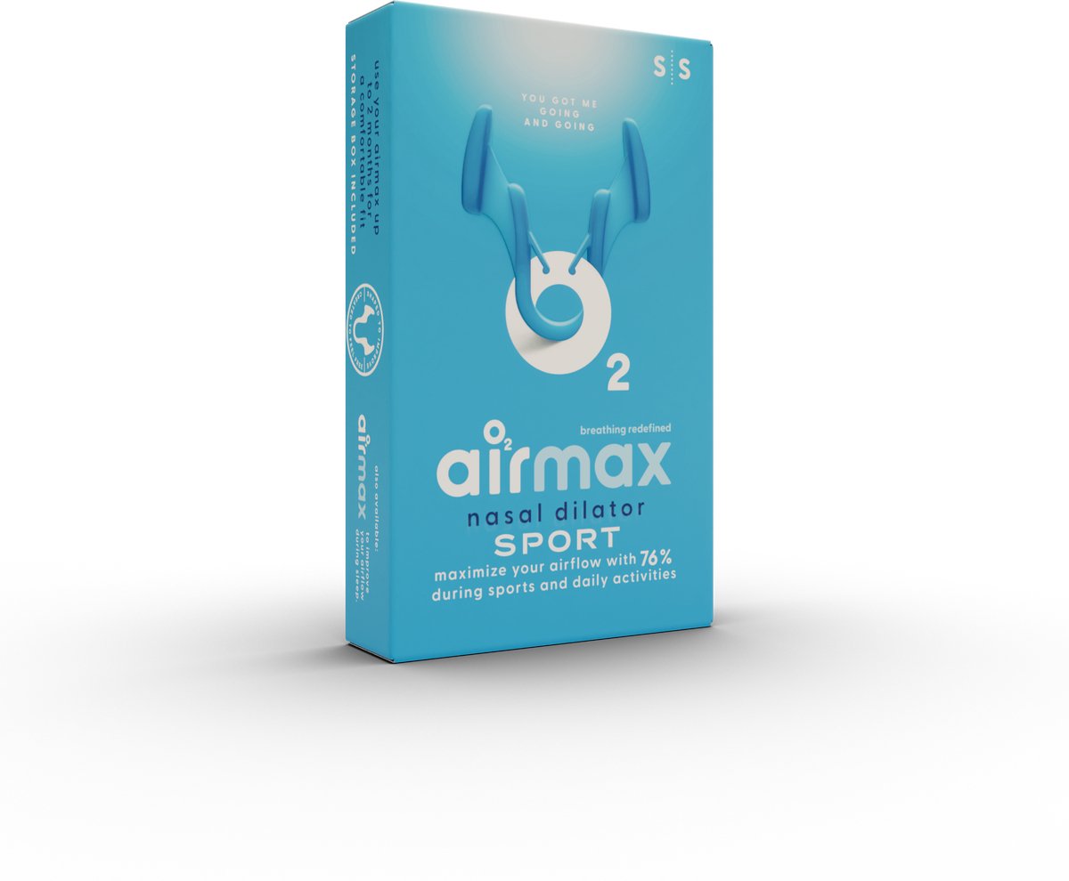 2 verpakkingen Airmax neusspreider Sport, haalt het beste uit uw sportprestaties en om vrijer te ademen door de neus, Small (S) 2 stuks.