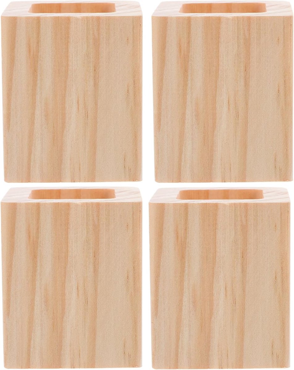 Houten Meubelverhogers - Bedpoten Verhogers - Vloer Beschermen - Antislip Stabiliteit - 6x5x5 cm - Beige