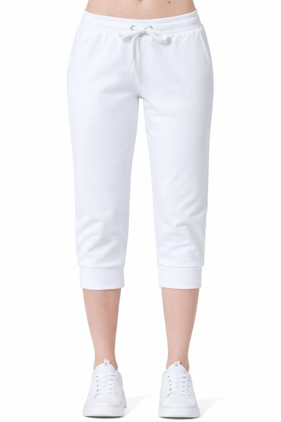 Smith & Solo Capri Broek Dames - korte Joggingbroek - Zomerbroeken - Wit - S