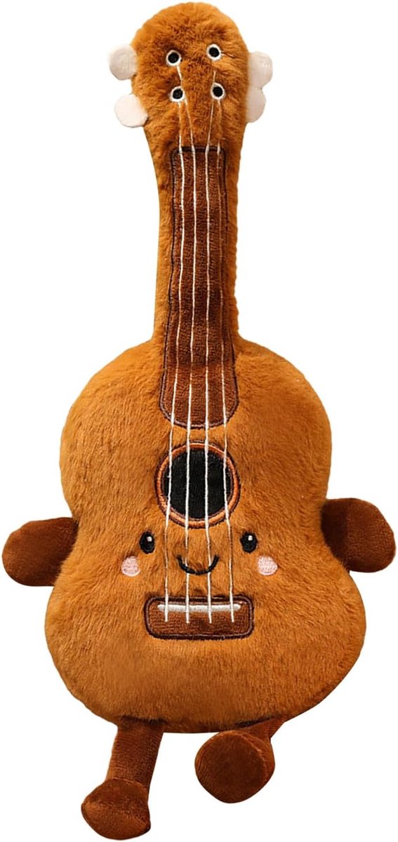 Knuffel Gitaar - Pluche Instrument - Decoratie Bureau - Levensechte Vorm - 38cm Lengte - Gitaar