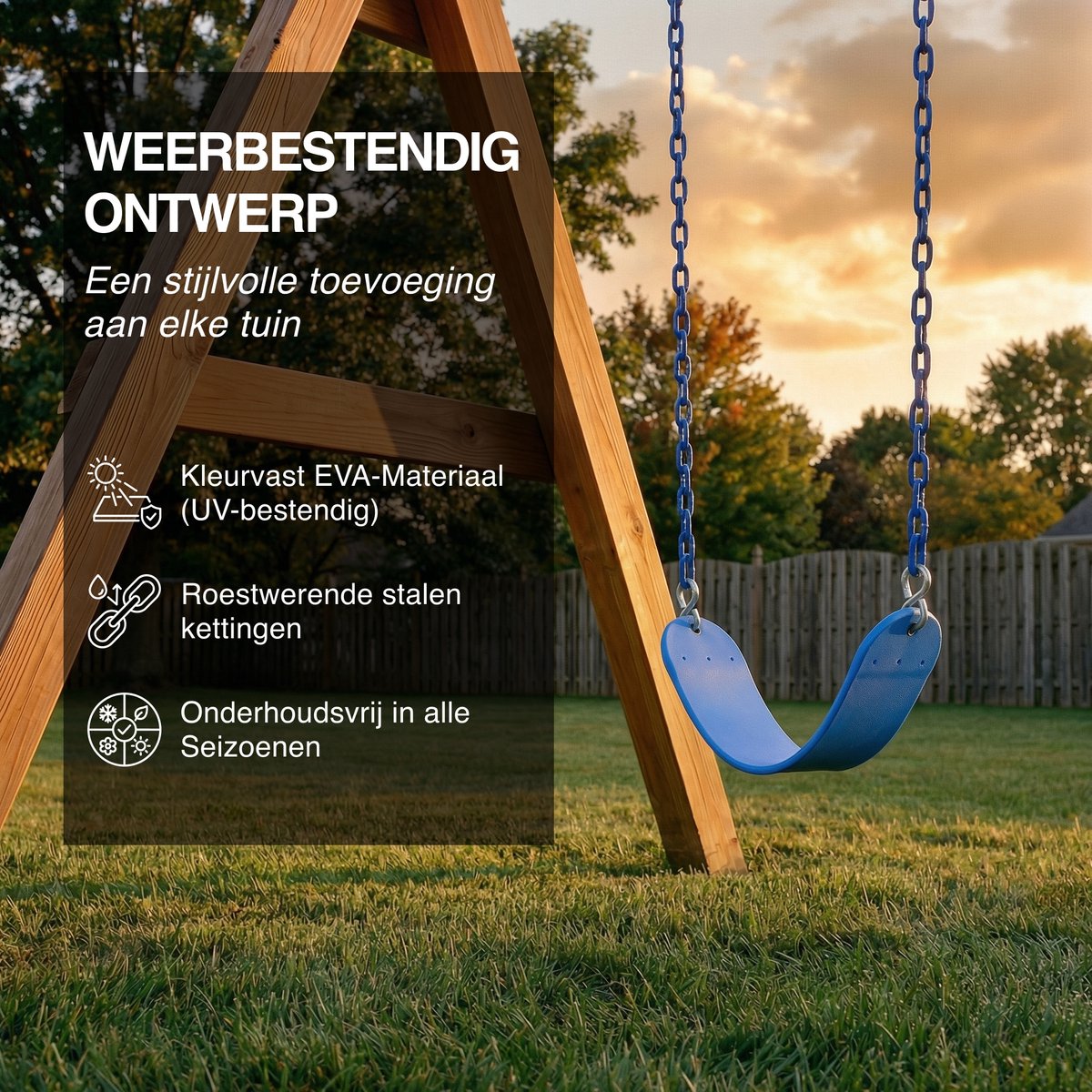JAXY Schommelzitje - Kinderschommel Buiten - Tot 136 KG - Buitenspeelgoed Jongens, Meisjes & Peuter - Blauw — afbeelding 11