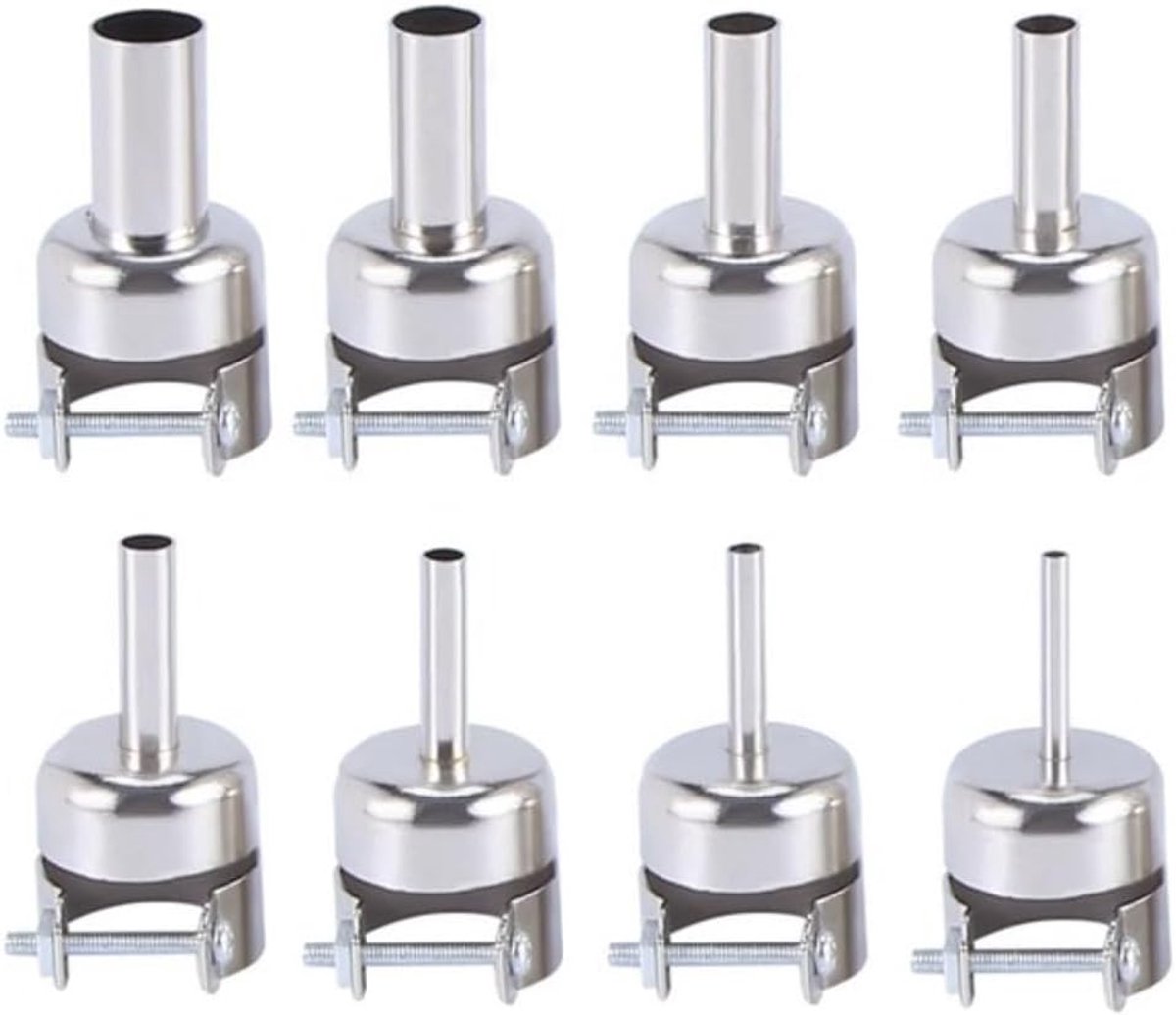 Hete Lucht Nozzles - Soldeer Mondstukken - Precisie Werk - 8 Stuks Kit - 3-12mm Bereik - Metaalkleur