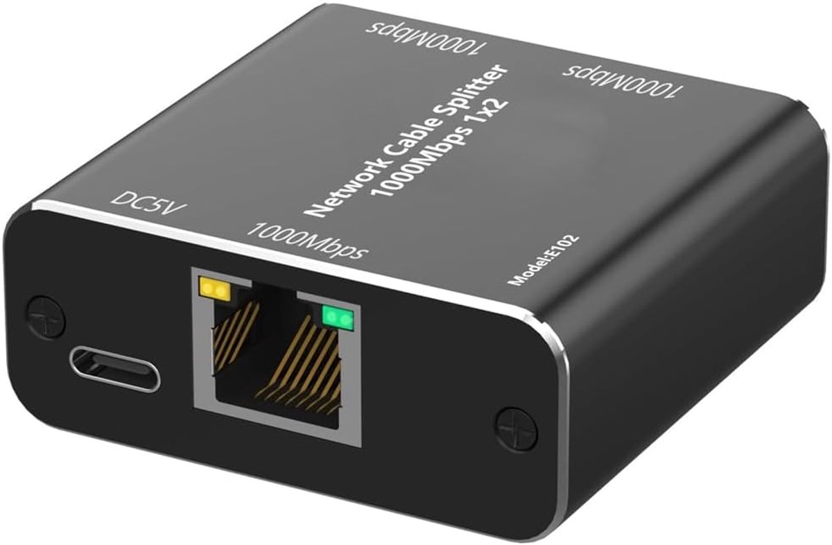 Netwerk Splitter - Ethernet Adapter - Netwerk Uitbreiding - Gigabit Snelheid - 15x10x4 cm - Zwart
