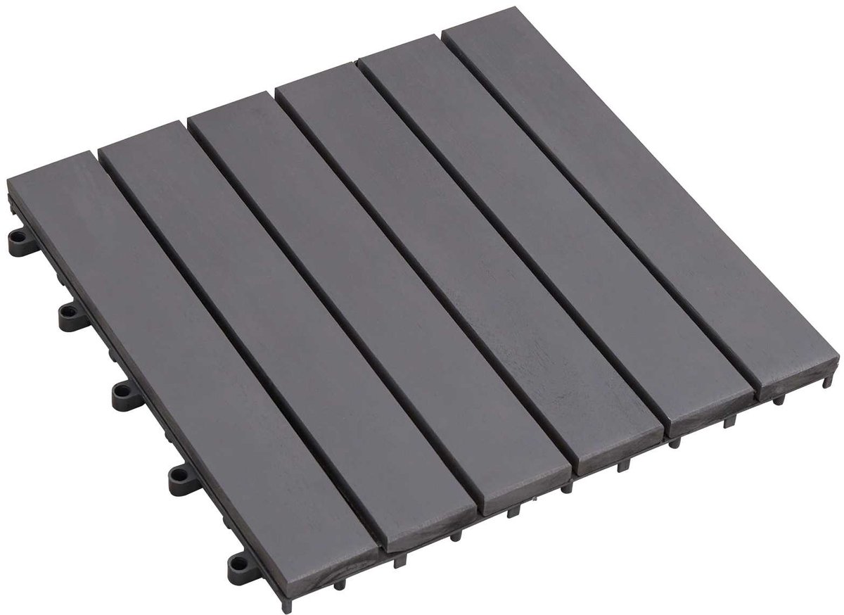 vidaXL - Terras - Tegel - 10 - pcs - Grijs - 30 - x - 30 - cm - Acaciahout