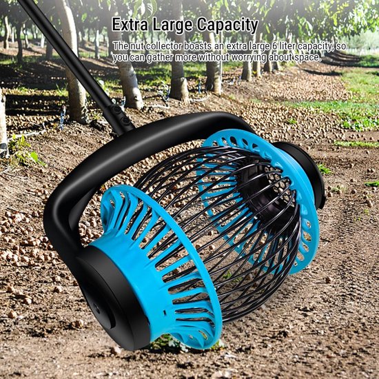 Notenverzamelaar Roller - Fruitplukker - Buiten Oogsten - Verstelbare Telescoopsteel - Tot 130 cm - Zwart — afbeelding 5
