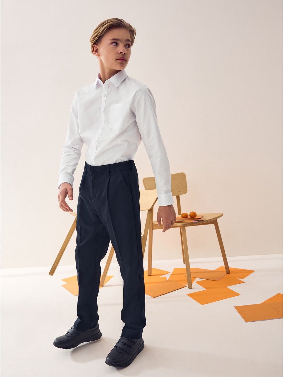 Next - Jongens - Schoolbroek met geplooide voorkant - Blauw