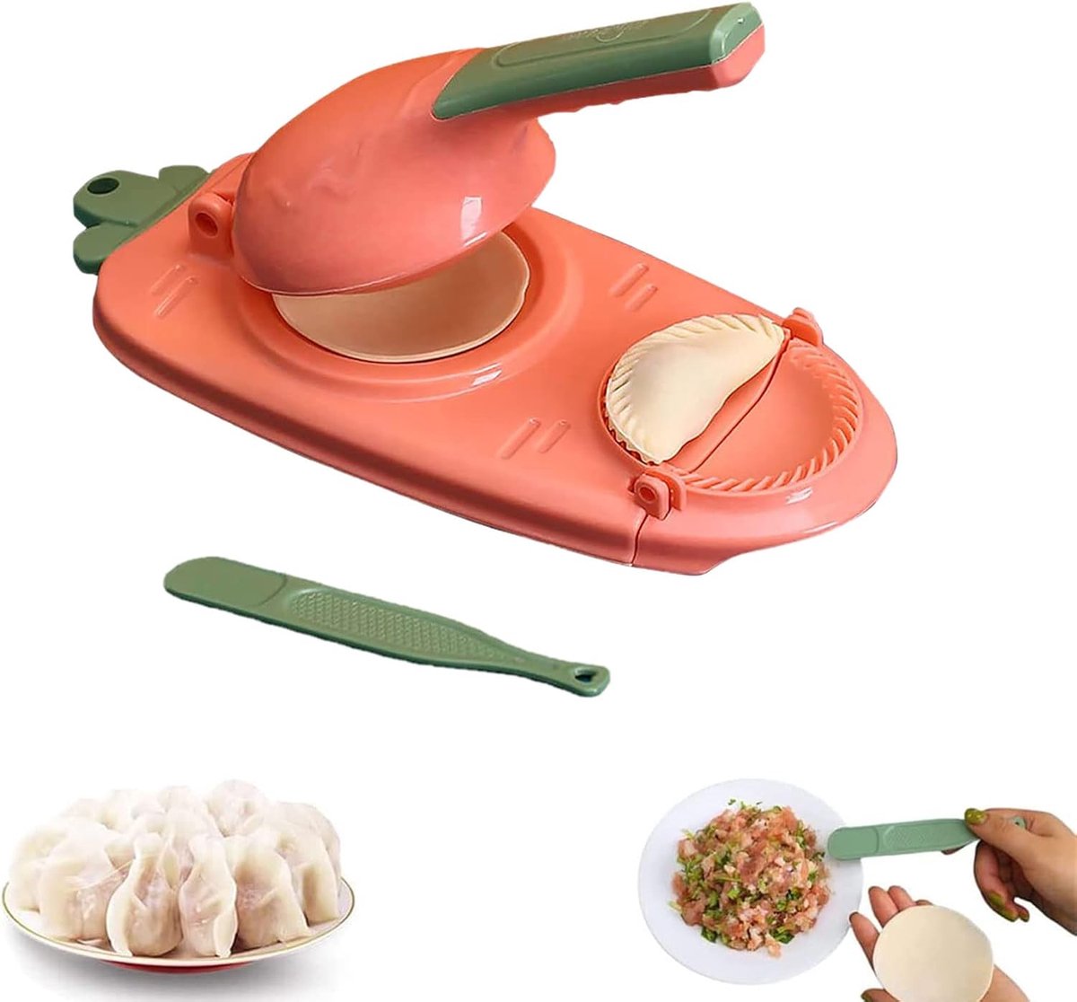 Dumpling Maker - Deegpers - Snel Vullen - 2-in-1 Functie - 27.5x12.5cm - Roze