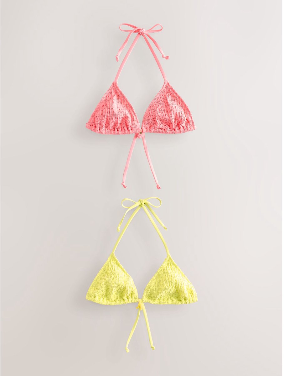 Next - Dames - Set van 2 triangelbikinitops met rimpels - Roze