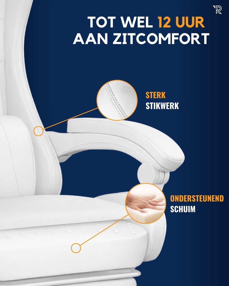 Ranqer Apollo Gamingstoel Wit Verstelbaar Comfort - afbeelding 3