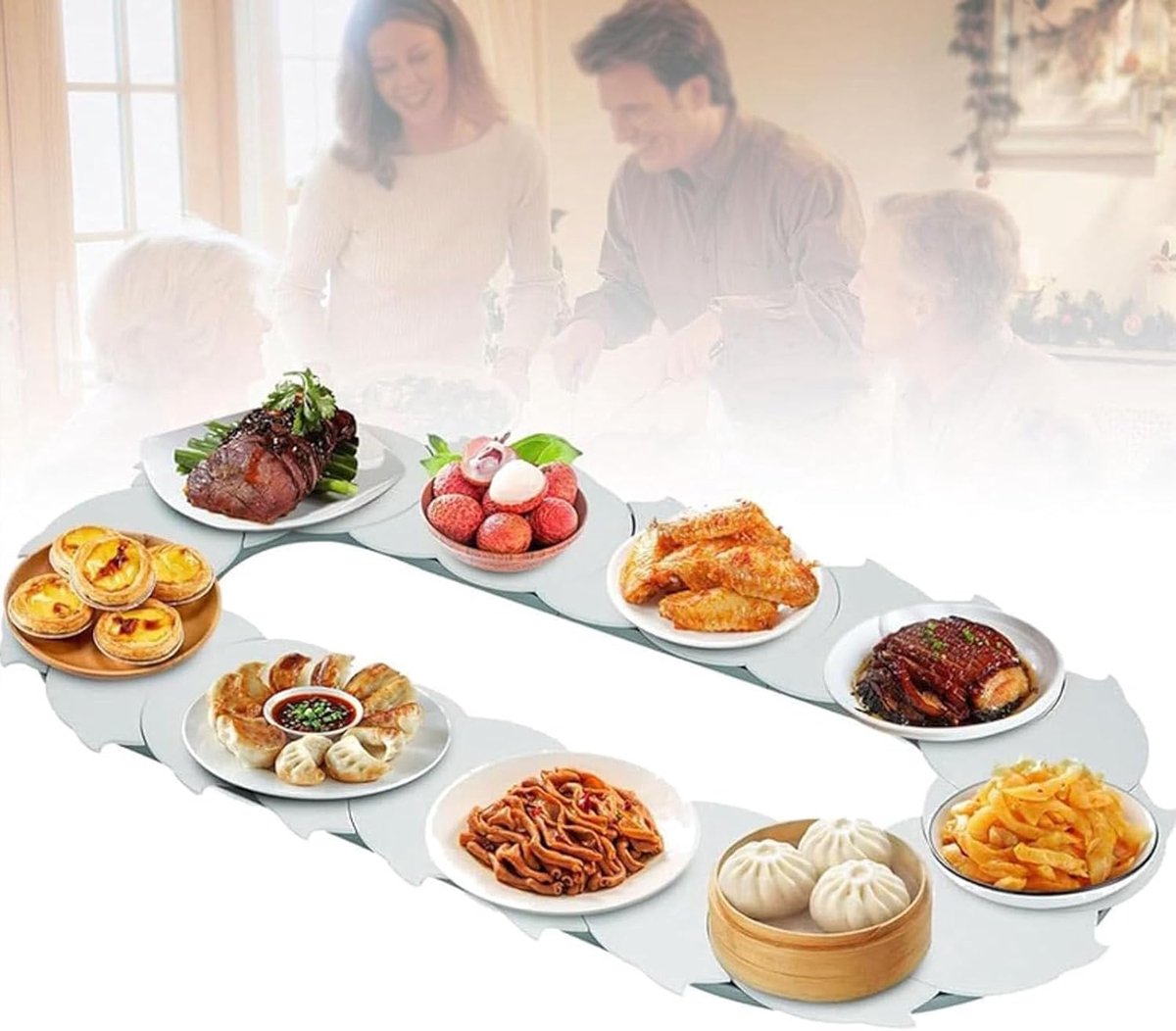 Draaibaar Dienblad - Draaiplateau Tafel - Gerechten Serveren - Uittrekbaar Ontwerp - 1 Meter
