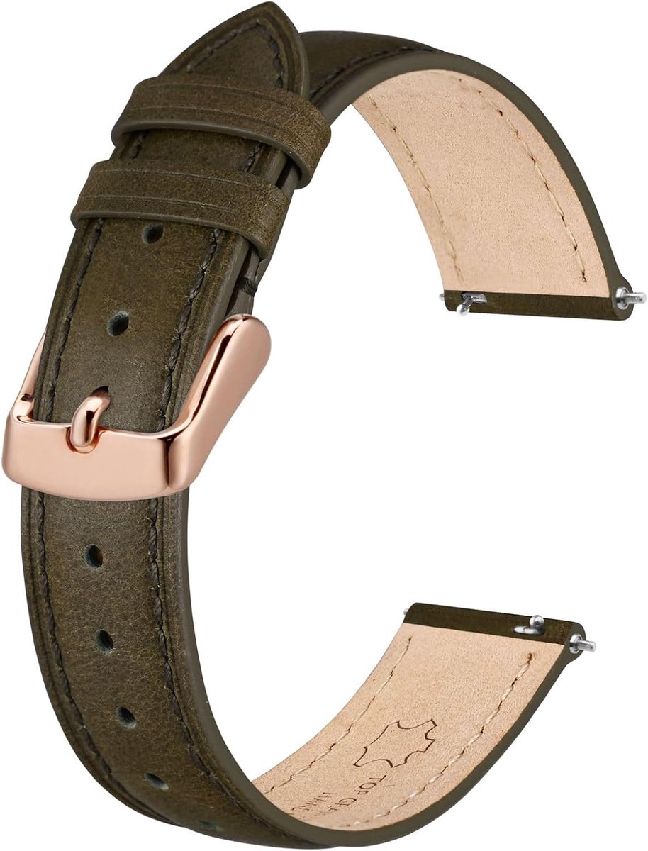 Leren Horlogeband - Universele Band - Dagelijks Gebruik - Snelle Bevestiging - 12-20 mm - Diverse Kleuren