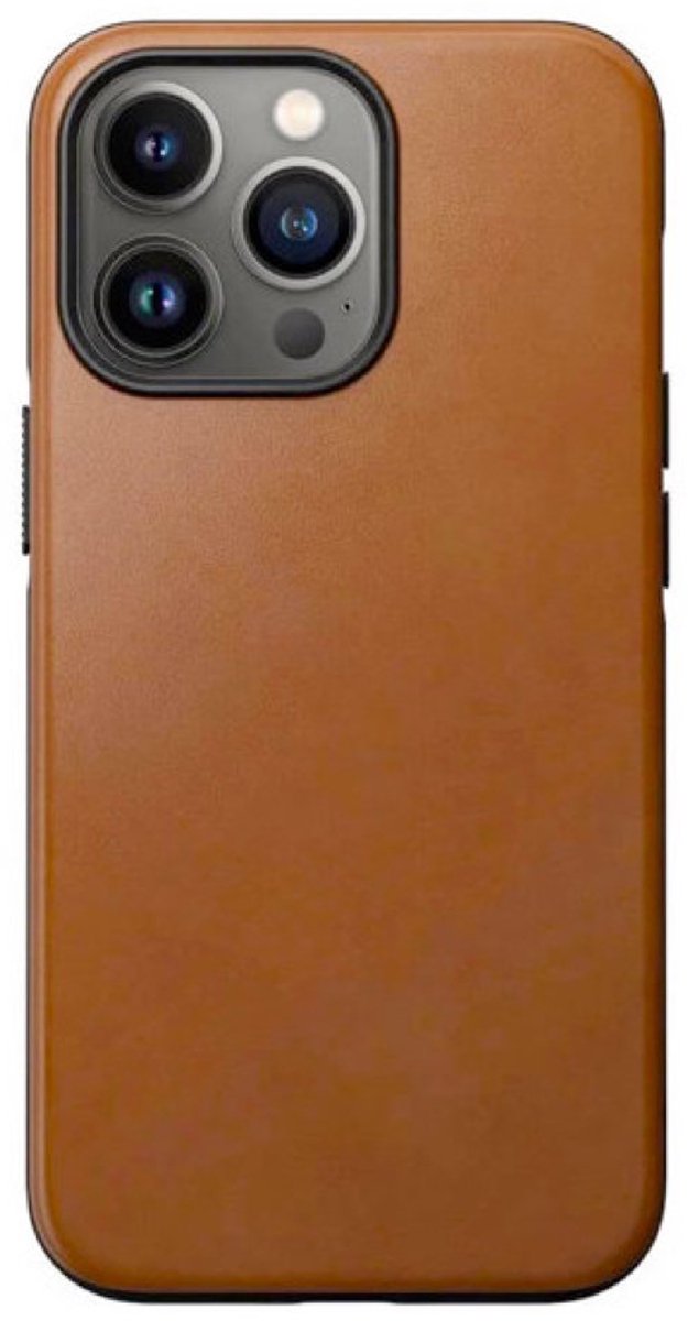 Nomad Modern Leather Case - geschikt voor iPhone 14 Plus - gemaakt van echt leder - geschikt voor MagSafe & draadloos laden - English Tan
