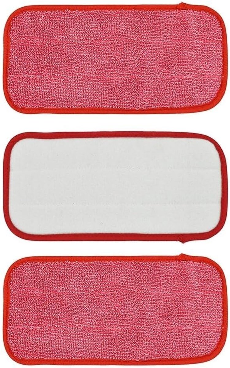 Mopdoeken Set - Wasbare Pads - Vloeren Reinigen - Hoge Dichtheid Microvezel - 30x15 cm - Rood