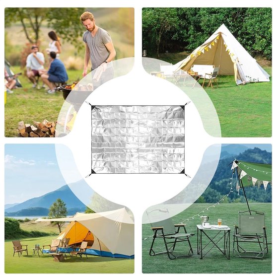 Camping Slaapmat - Isolatiemat Picknickmat - Buiten Slapen Kamperen - Dubbelzijdig Waterdicht - 200x180 cm - Zilver van Camping — afbeelding 5