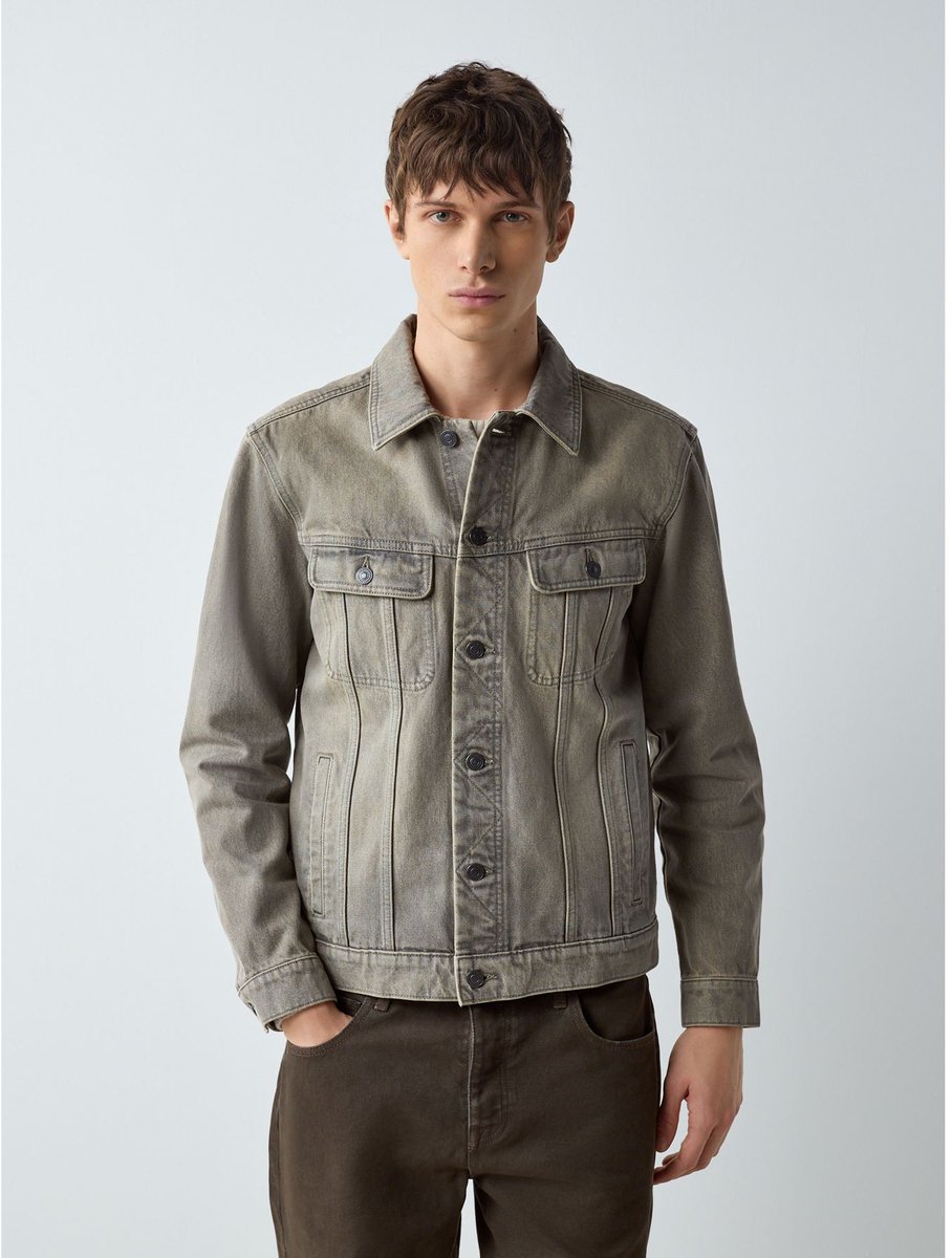 Next - Heren - Denim jack met knopen - Grijs
