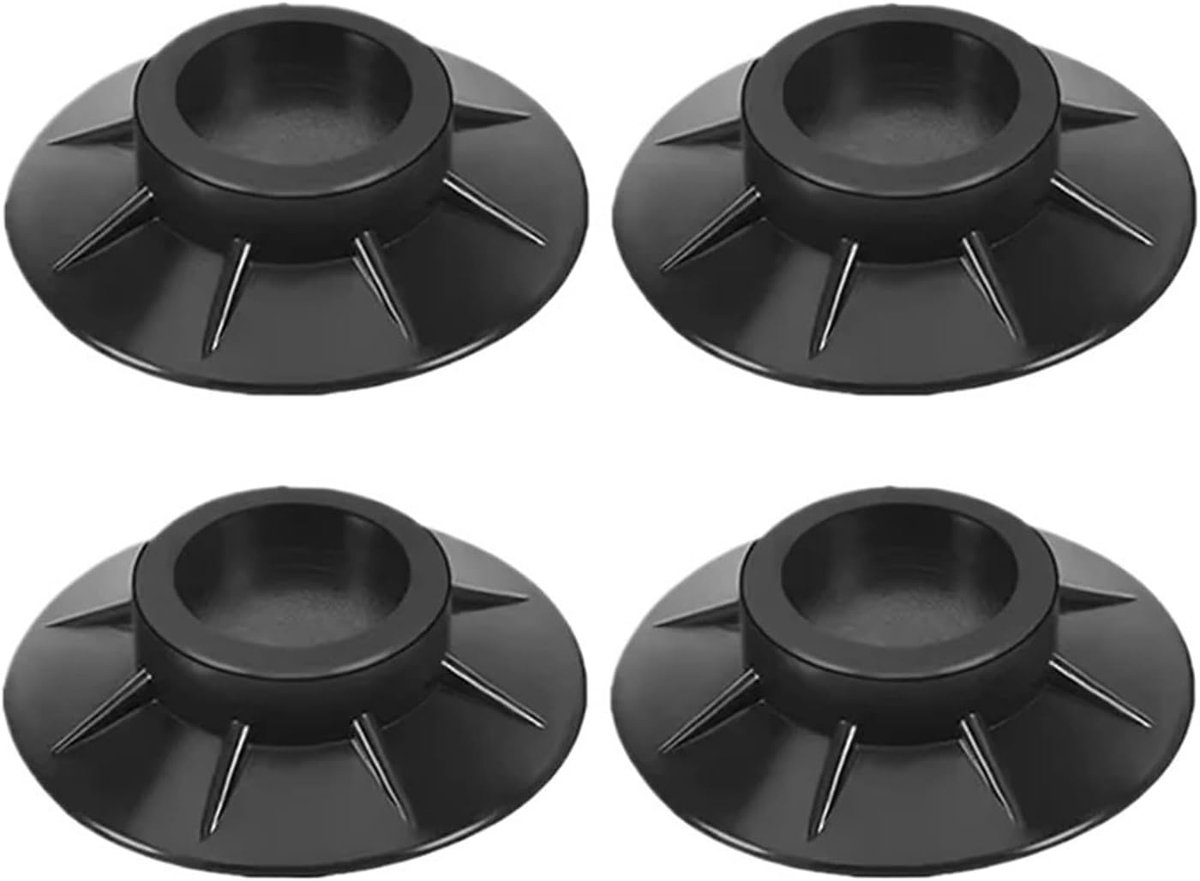 Wasmachine Voetjes - Apparaatpads - Trillingen Dempen - Robuust Rubber - 10cm Diameter - Zwart