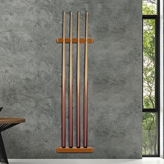 Keu Houder - Billiard Stick Rack - Poolkamer Organisatie - 4 Clips - 27cm Lengte - Houtkleur — afbeelding 3