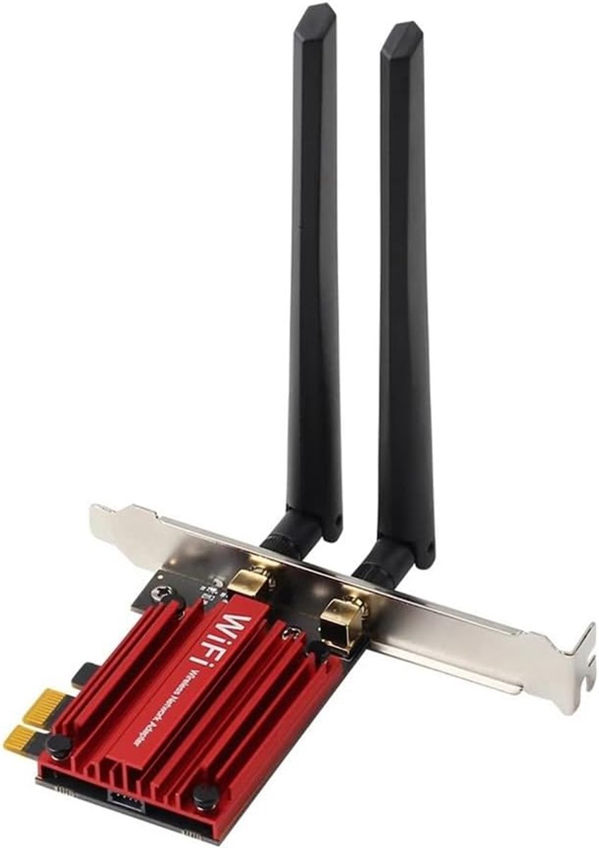 Draadloze Netwerkkaart - Wifi Adapter - Snelle Internetverbinding - Wifi 6 Bluetooth 5.2 - PCI Express - Zwart Rood