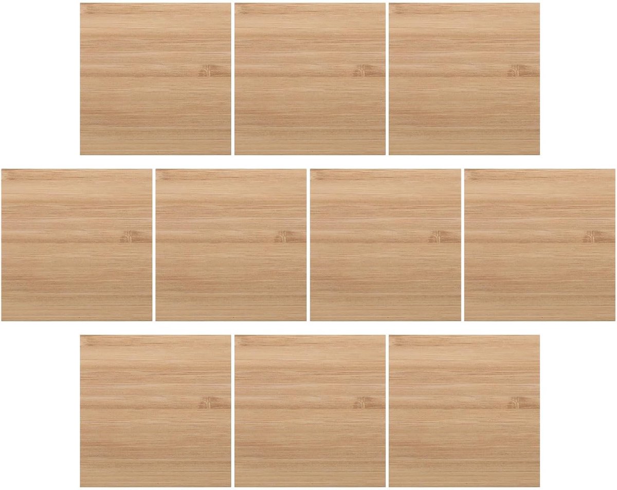 Houten Vierkanten - Knutselhout Blank - DIY Decoraties - Onbewerkt Bamboe - 8x8x0.2 cm
