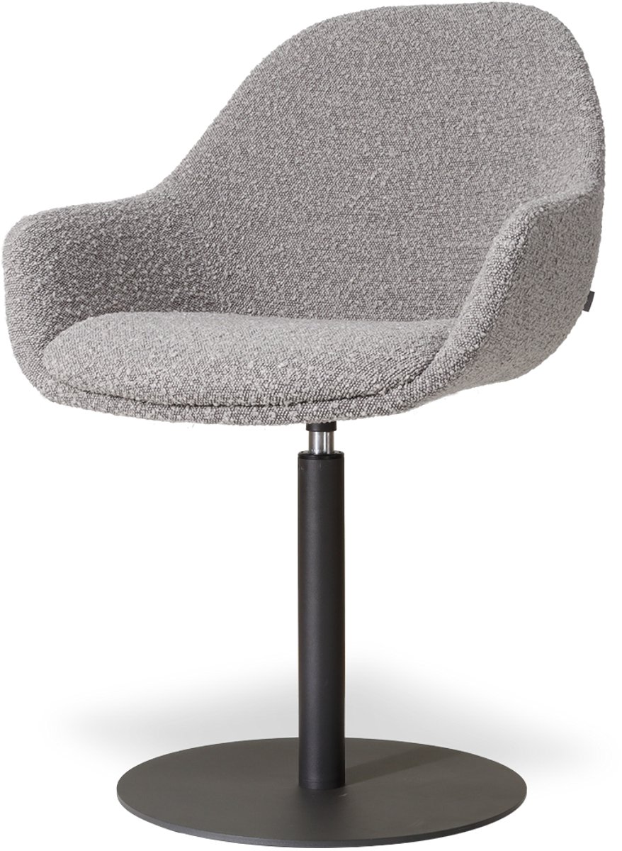 Nolon Niva-Mae Draaibare Tulp Eetkamerstoel Bouclé Taupe - Mat Zwart Onderstel - Comfortab