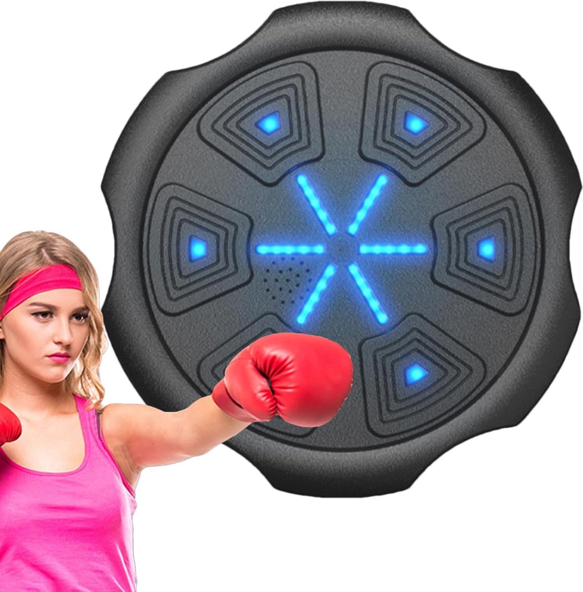 Muziek Boksmachine - Digitale Bokspads - Thuis Workout - Wandmontage Muziek - 40x40cm - Blauw