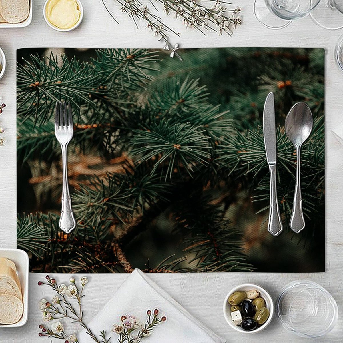 Eettafel Placemats - Tafelonderleggers - Bescherming Tafel - Set Van Vier - 32x42CM - Groen