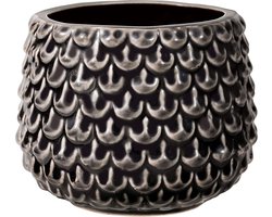 Decoratieve Bloempot - Retro Pot - Binnen Planten - Krakelee Glazuur - 165 cm Diameter - Lichtgrijs