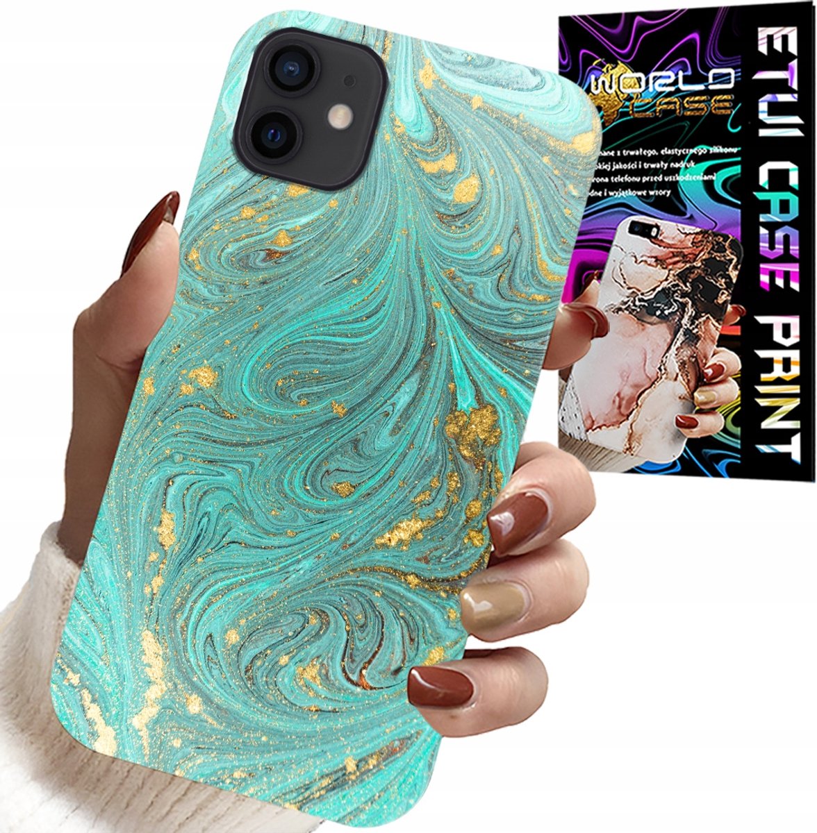 HOESJE VOOR IPHONE 12 MINI - MARMERPATROON + GEHARD GLAS