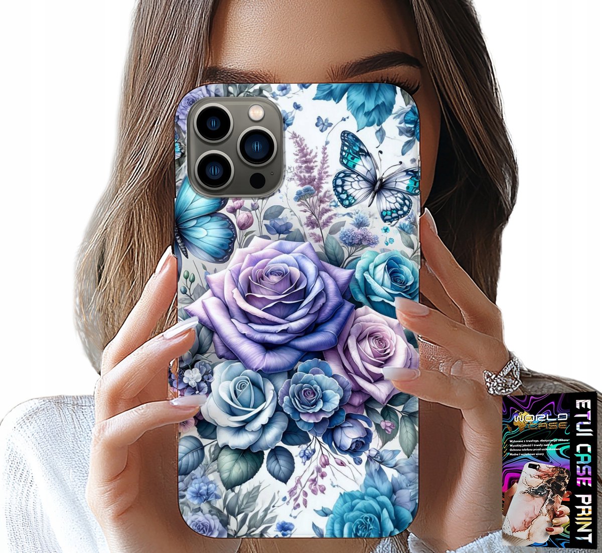 HOESJE VOOR IPHONE 12 PRO MAX - HOESJE MET BLOEMENPATROON EN ROZEN + GLAS