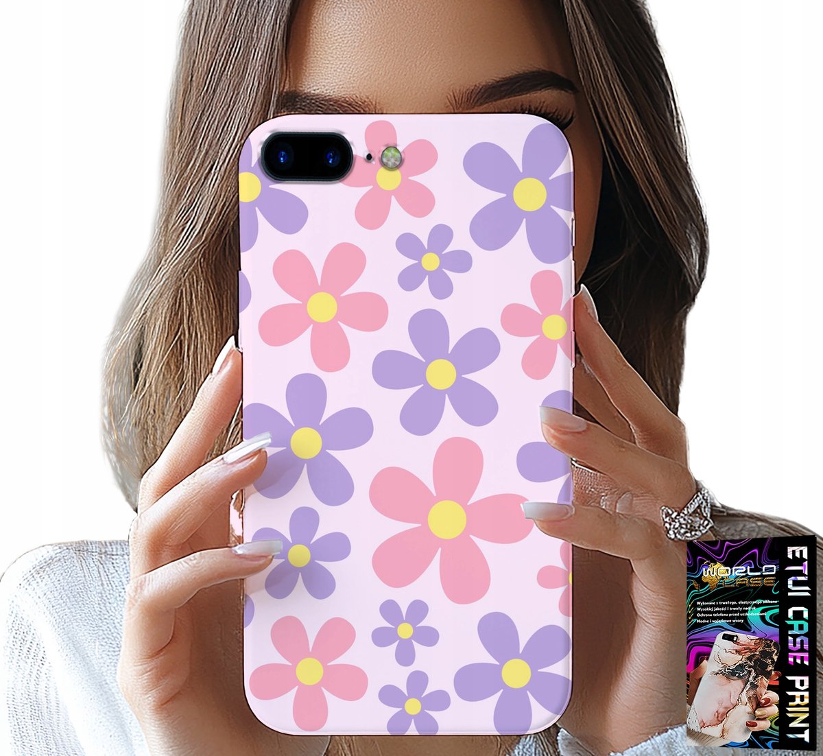 IPHONE HOESJE (7 PLUS) - KLEURRIJKE MADELIEFJES, MADELIEFJES, BLOEMEN